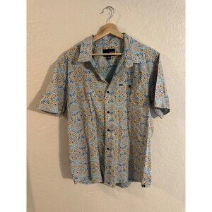 Hurley 100% Cotton Short Sleeved Beachy Geometric Pattern Button Down Shirt